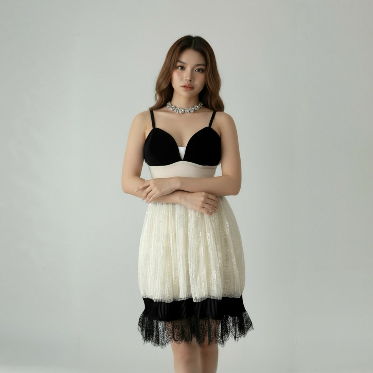 Black & White Casual Lace Dress